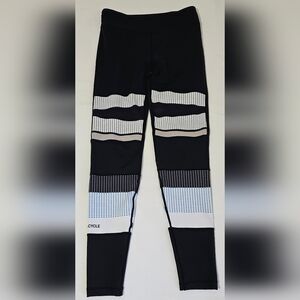 Lilybod x SoulCycle Black Cropped Leggings Striped Performance Activewear Small